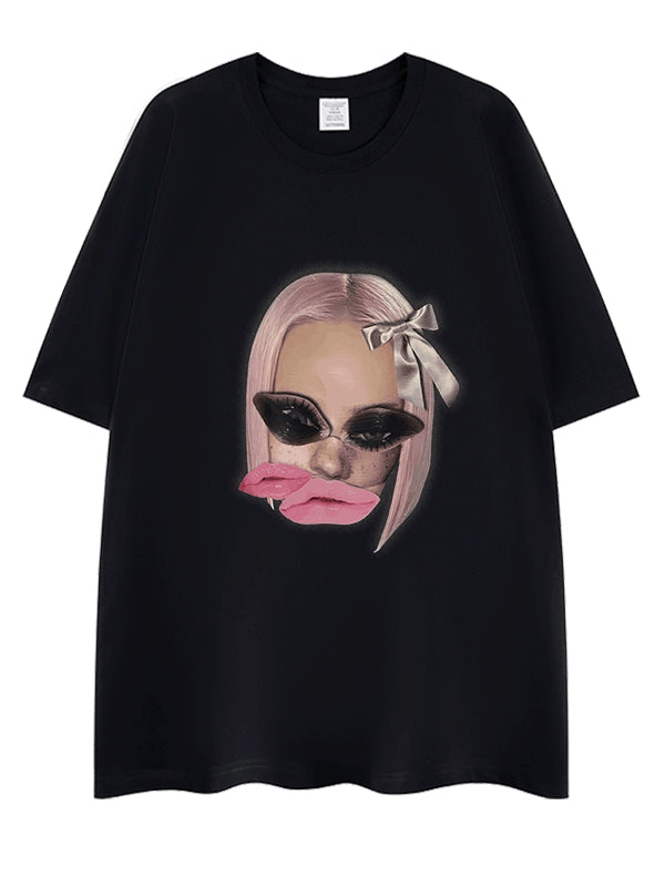 Spice Girl Spoof Printed Cotton Crew Neck Short Sleeves Top