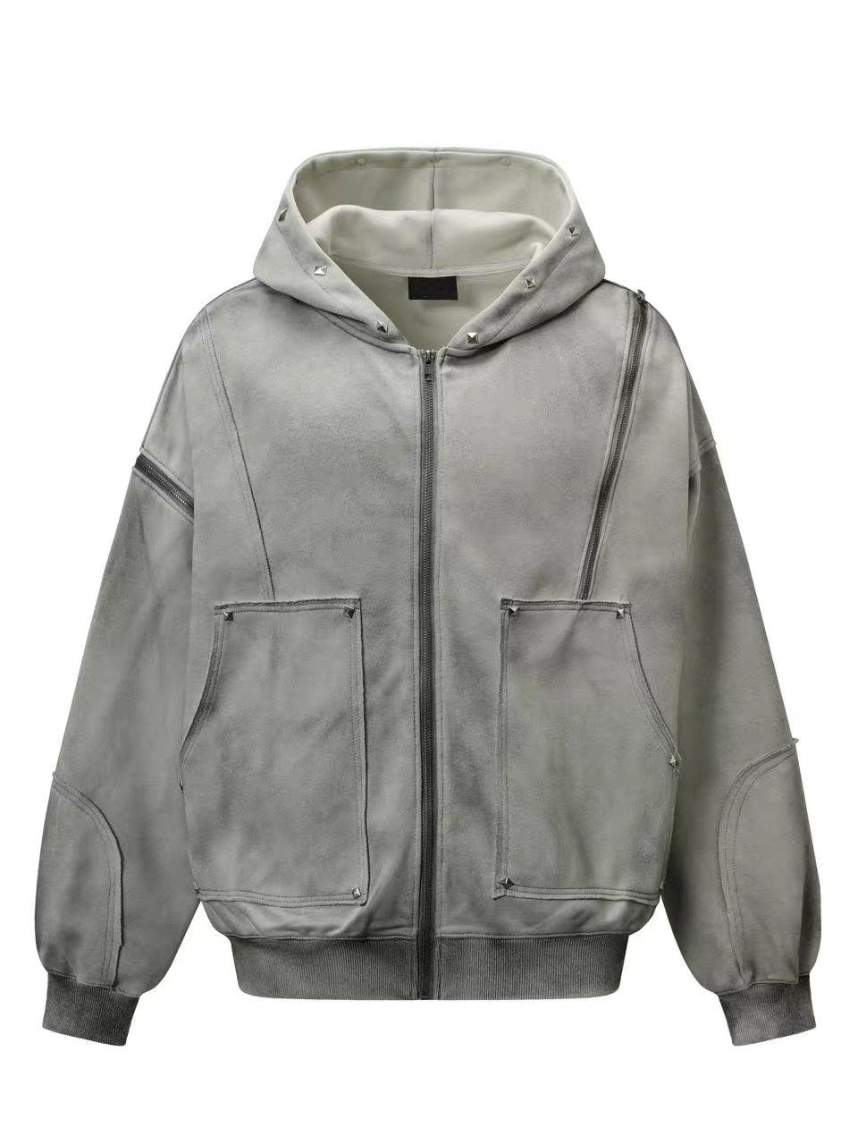 Spray Painted Hoodies Zip Coat