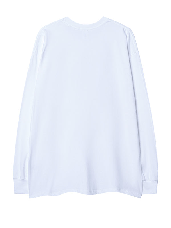 Face Print Cotton Long Sleeve Oversize Top