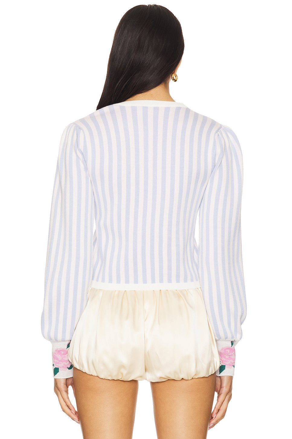 Casual Striped Floral Pocket Long Sleeve Sweater