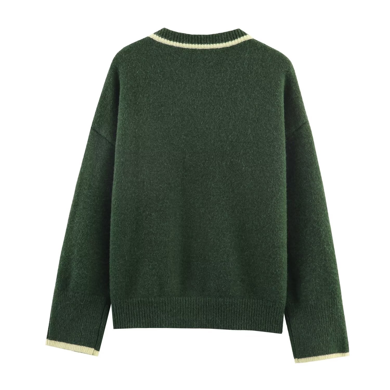 Green Button Front Knitted Cardigan