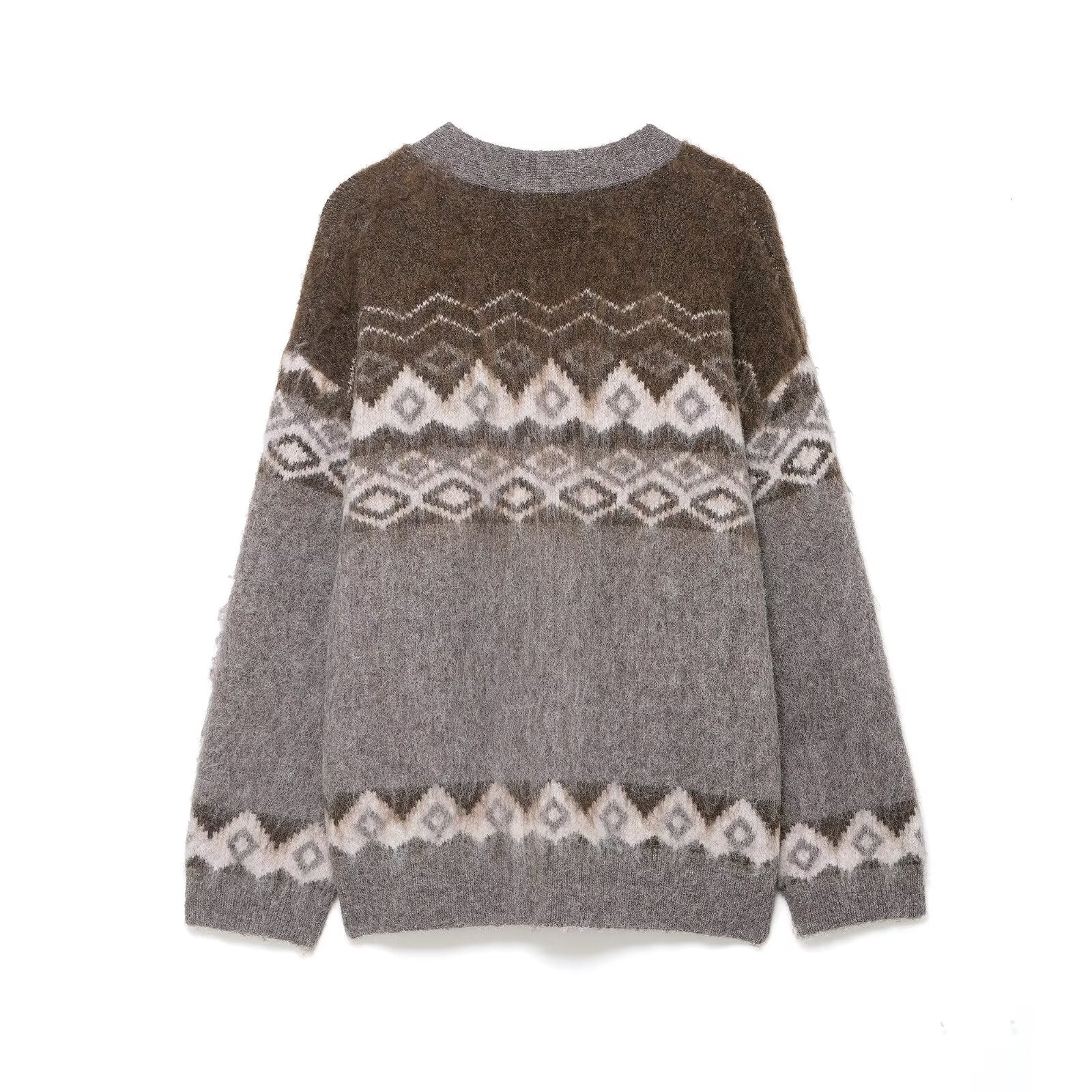 Elegant Jacquard Knitted Coat