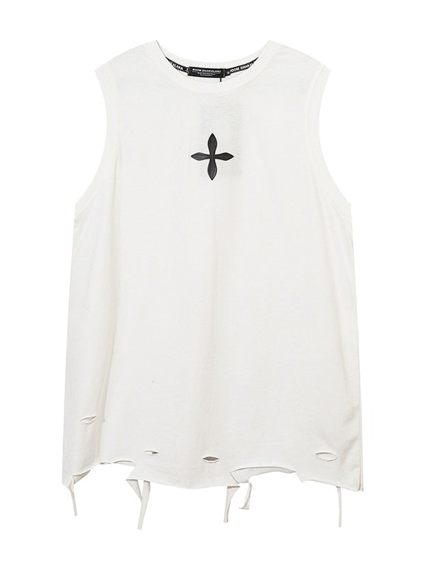 Hiphop Ripped Fringed Sleeveless T-shirt Vest