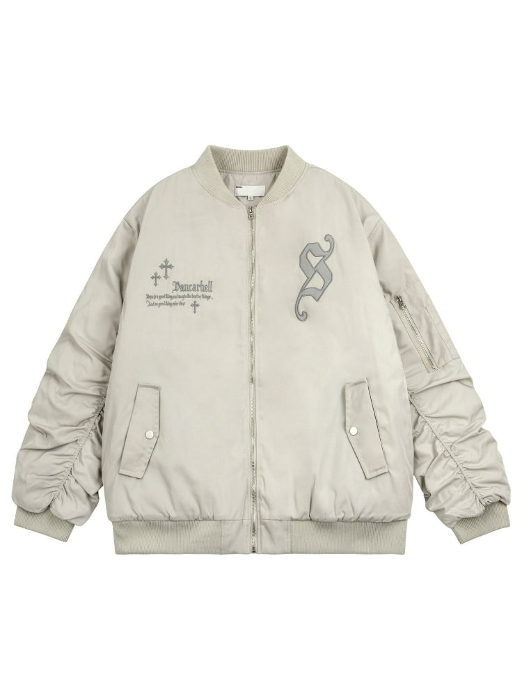 Cross Embroidered Baseball Jacket