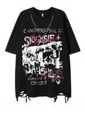 Hip Hop Rock Ripped Short Sleeve Top