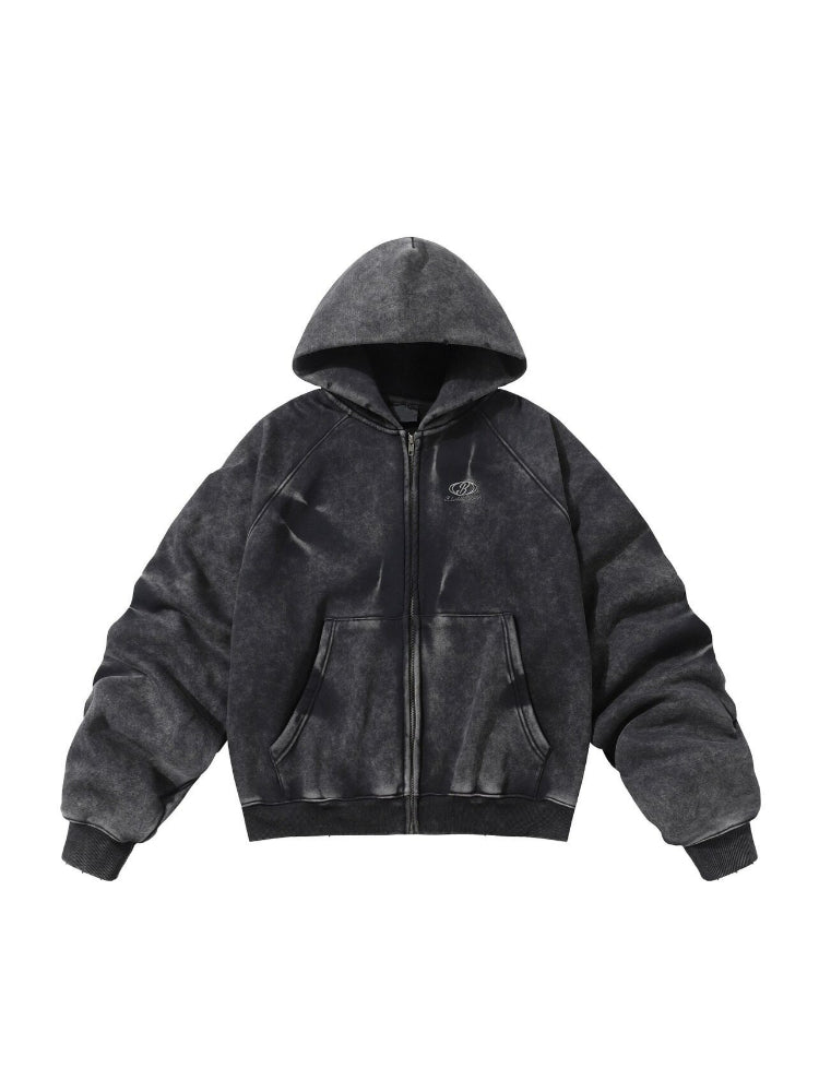 Pleated Sleeves Hooded Fleece Coat