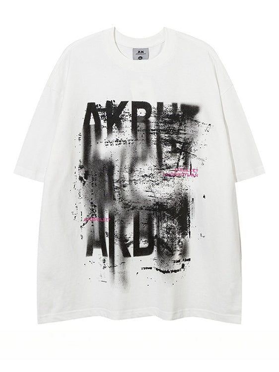Letter Graffiti Loose Short Sleeve T-Shirt