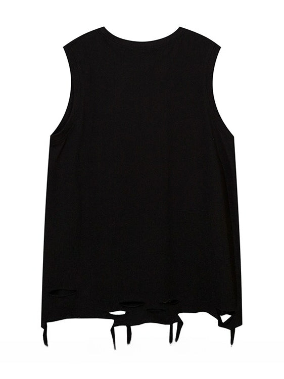Hiphop Ripped Fringed Sleeveless T-shirt Vest