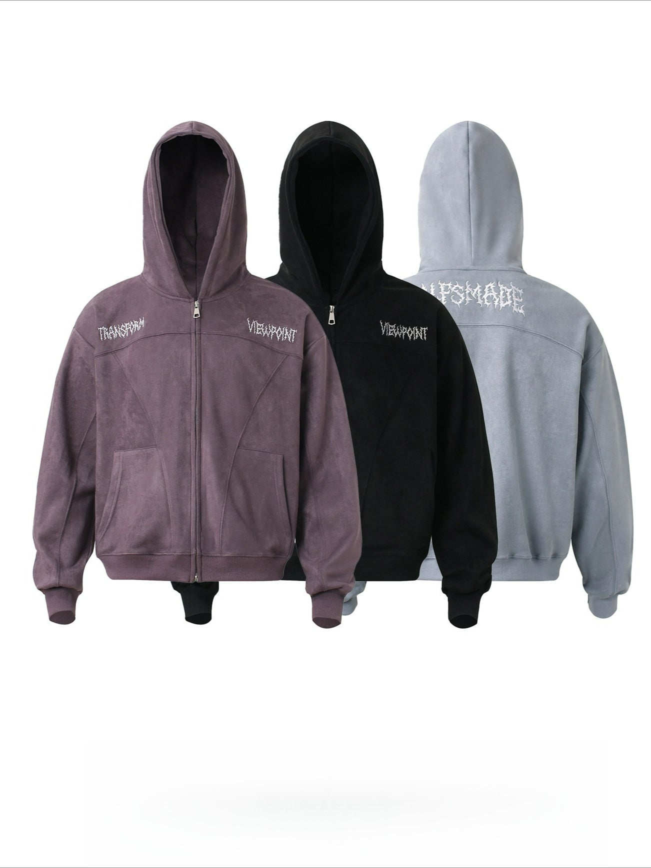 Hiphop Embroidered Letter Loose Cardigan Hooded Coat