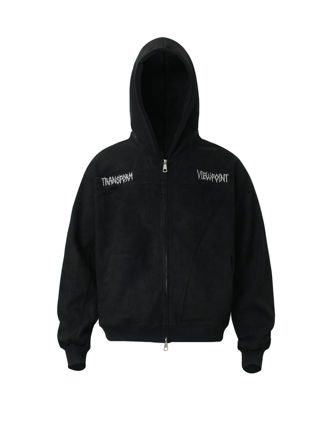 Hiphop Embroidered Letter Loose Cardigan Hooded Coat