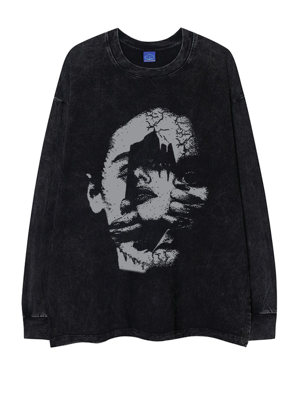 Hip Hop Vintage Long Sleeve Oversize Loose T-Shirt