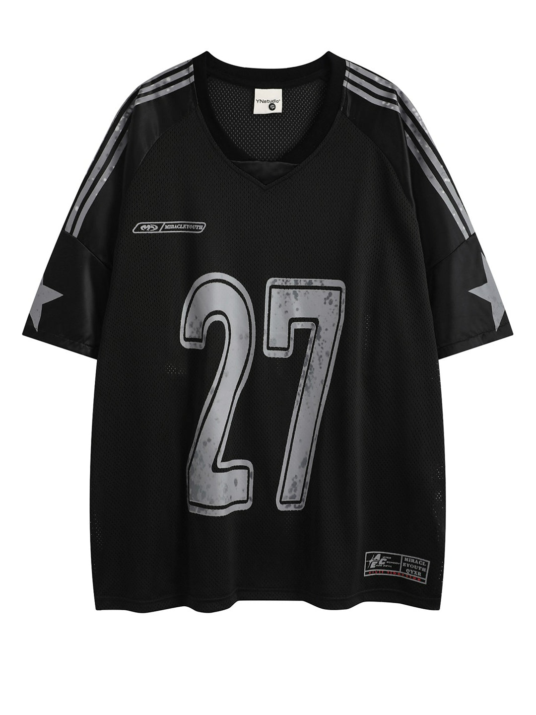 Vintage Jersey V-neck Mesh Short-sleeved T-shirt