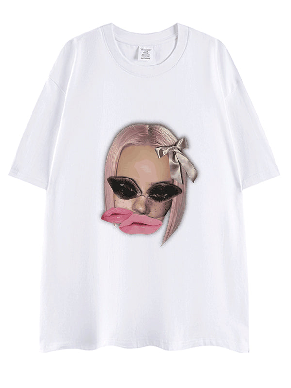 Spice Girl Spoof Printed Cotton Crew Neck Short Sleeves Top