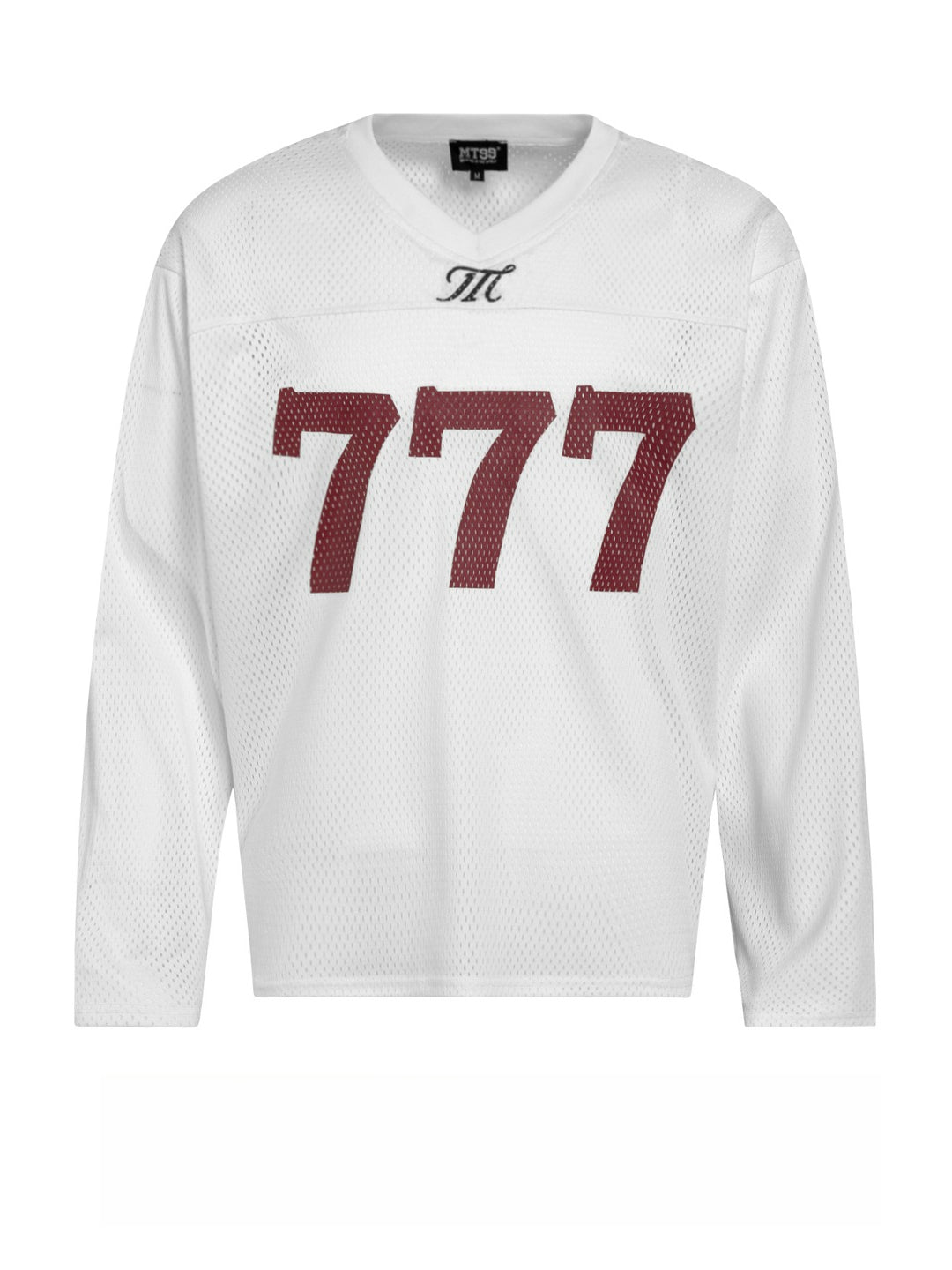 777 Mesh Hollow V-Neck Long Sleeve Top
