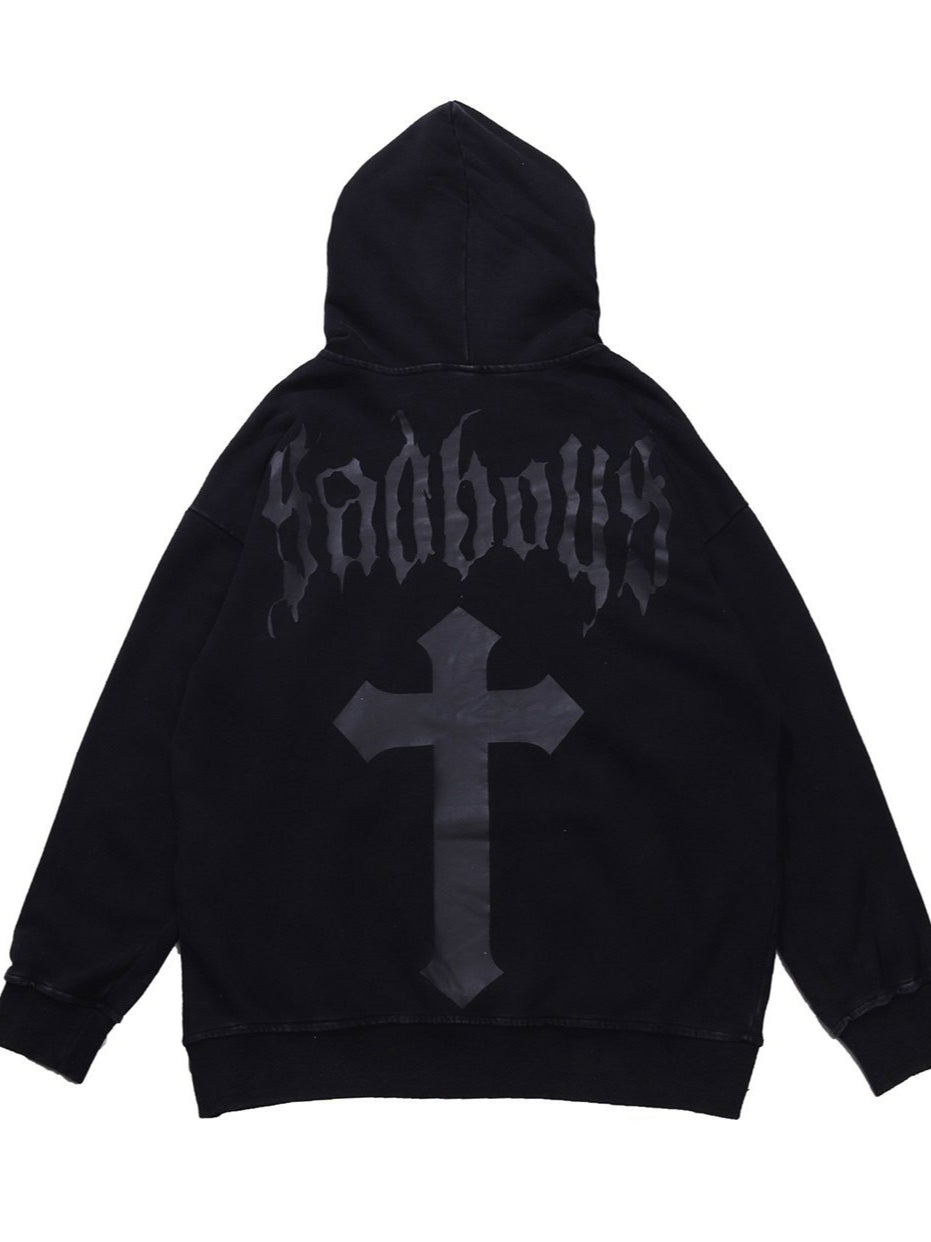 Vintage Gothic Cross Print Hoodies