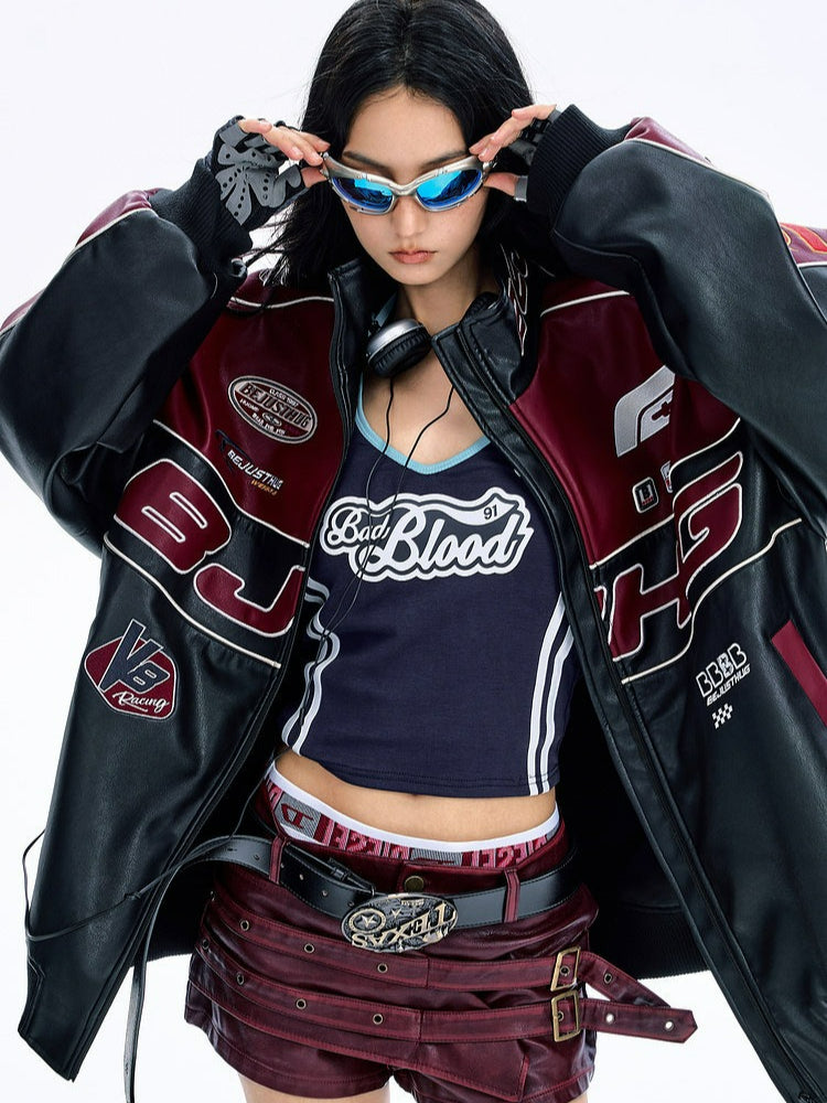 Red Biker Suit Leather Jacket