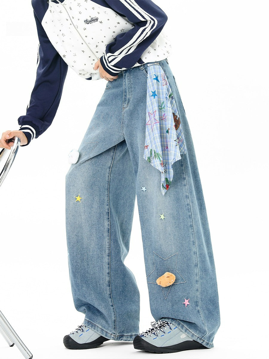 Star Embroidered Scimitar Jeans