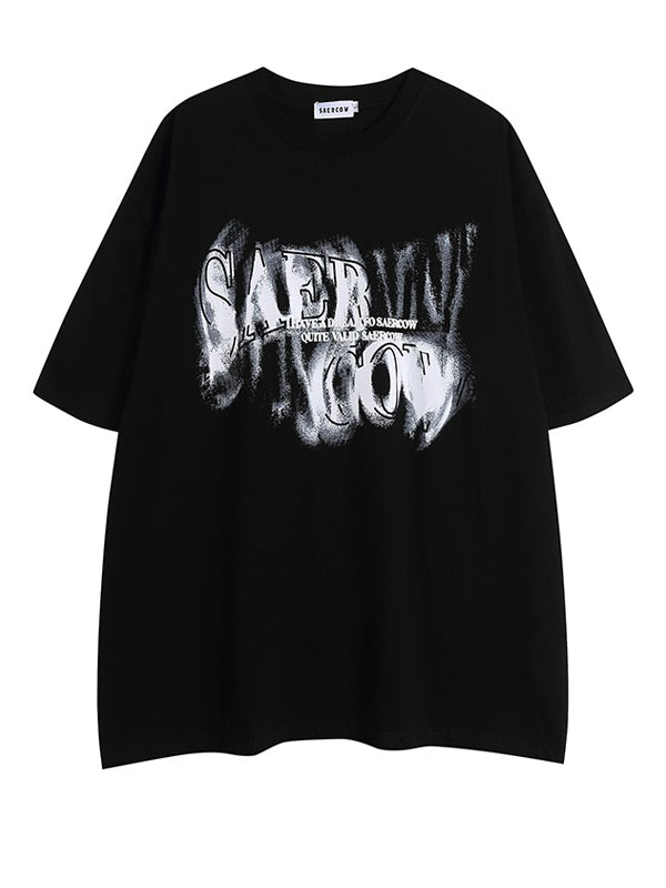 Cotton Letter Print Loose Short-sleeved T-shirt