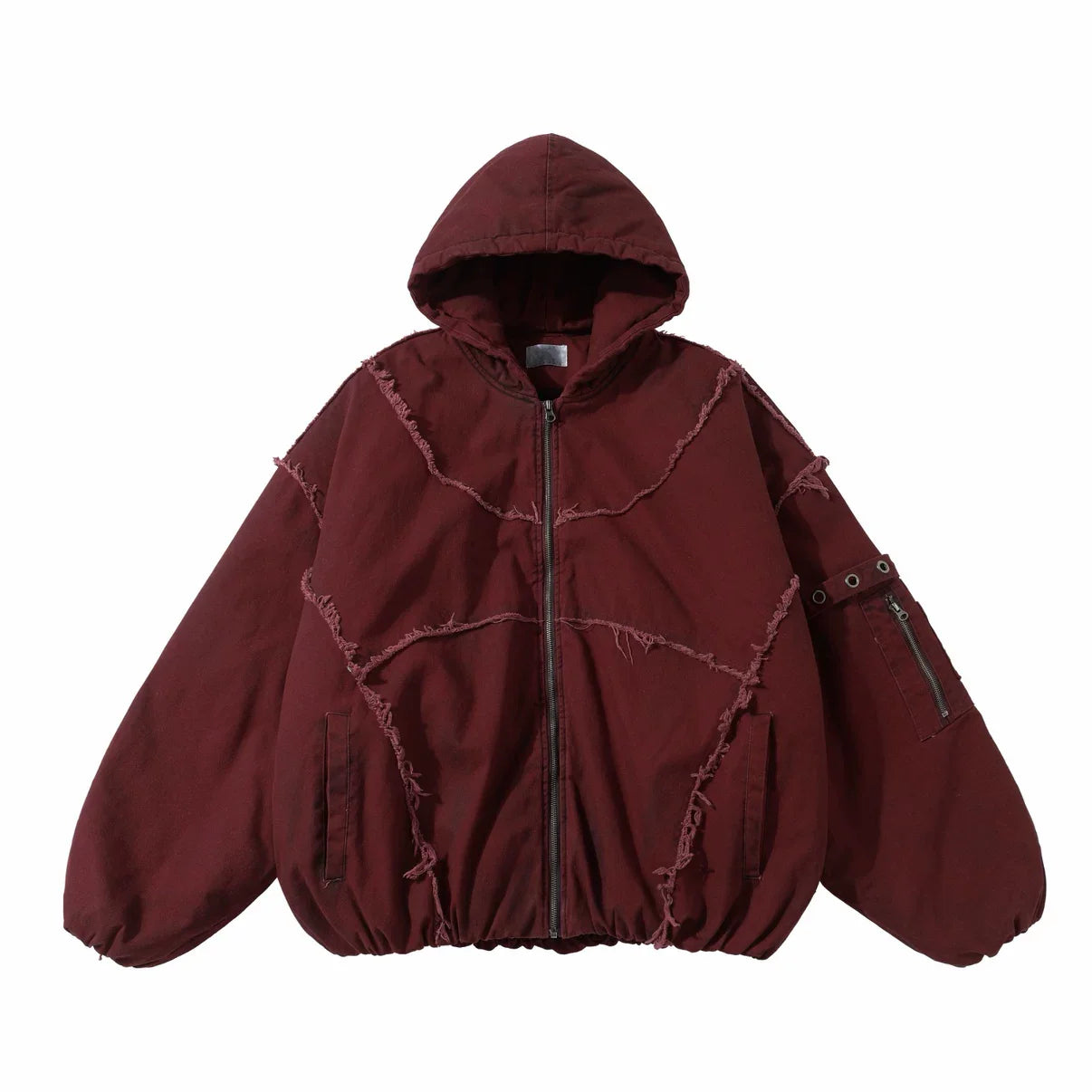 Splicing Hooded Cotton Coat Red Jacket