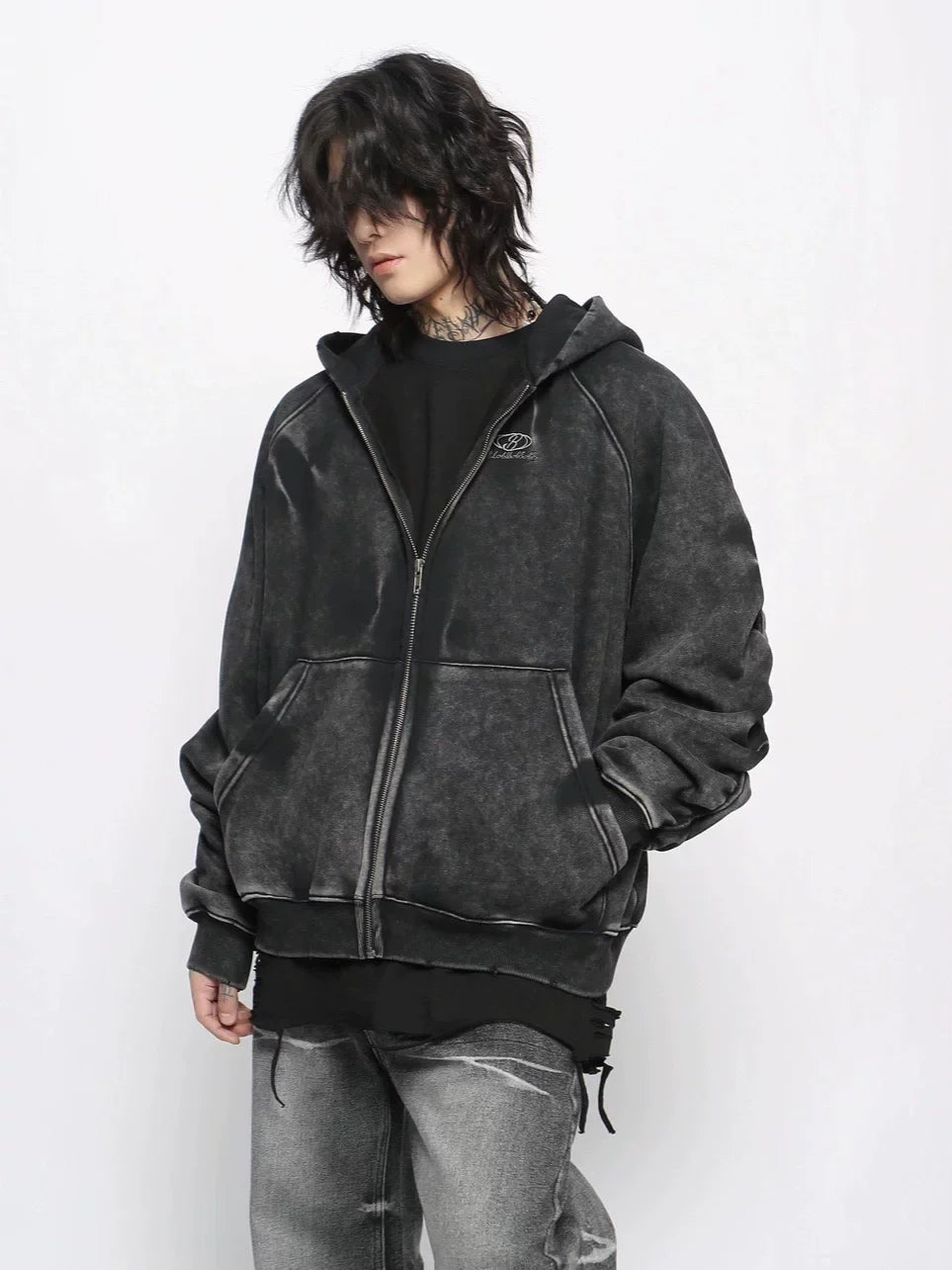 Pleated Sleeves Hooded Fleece Coat