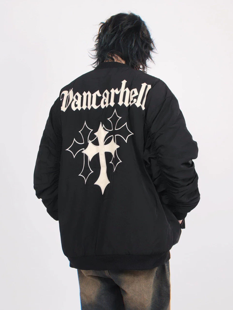 Cross Embroidered Baseball Jacket
