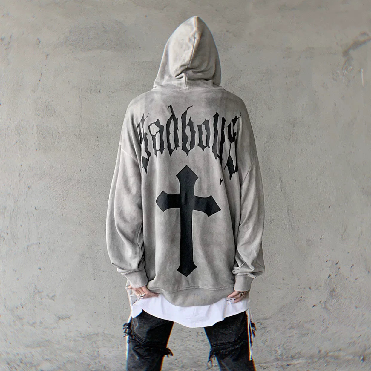 Vintage Gothic Cross Print Hoodies