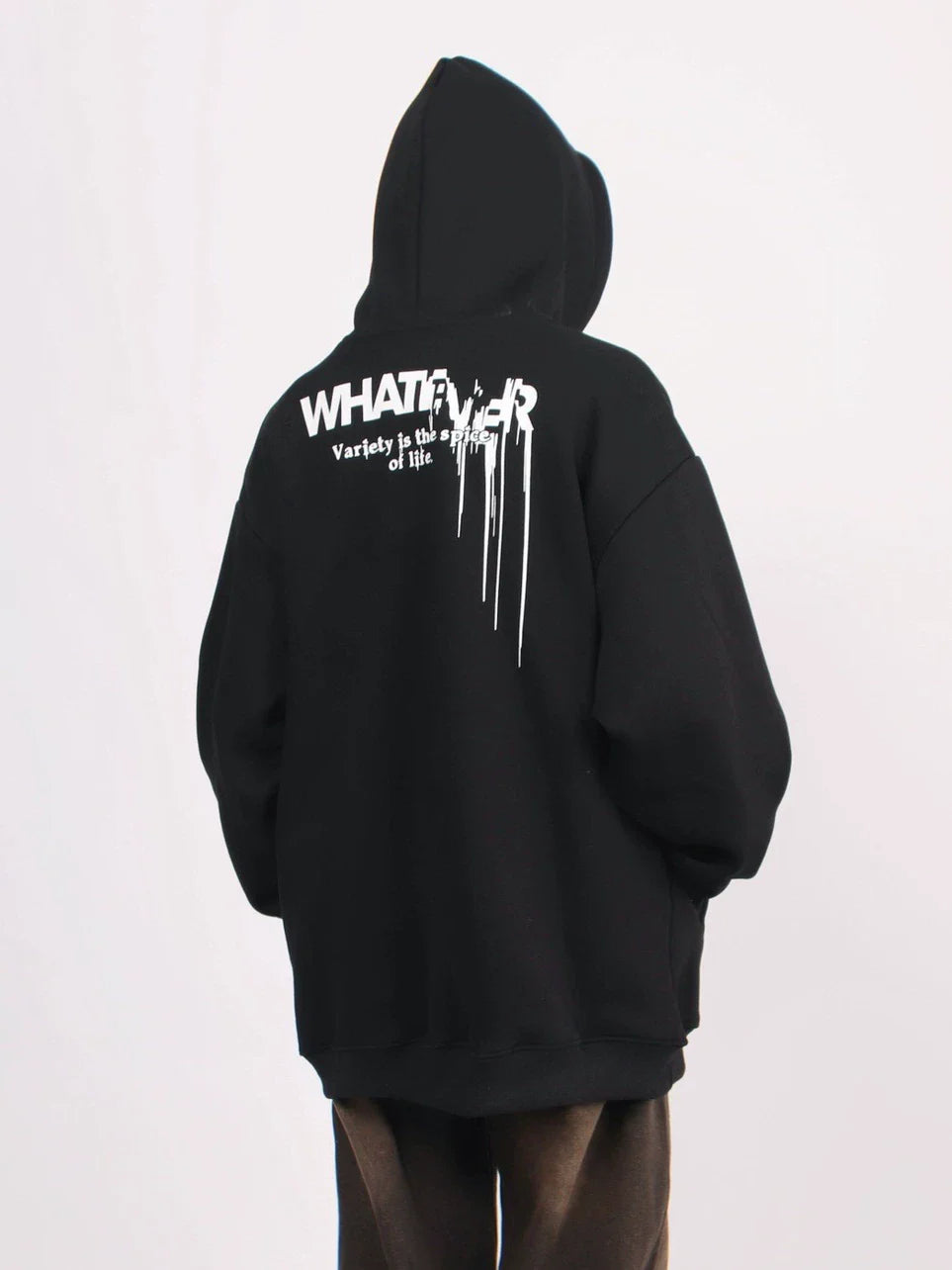 Alphabet Graffiti Print Fleece Hooded Coat