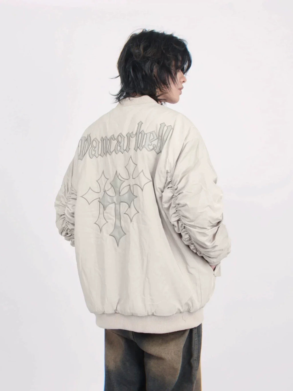 Cross Embroidered Baseball Jacket