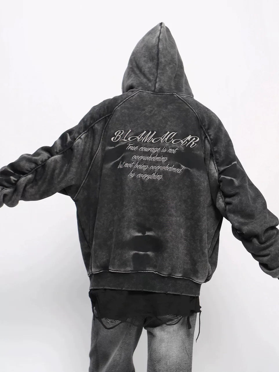 Pleated Sleeves Hooded Fleece Coat