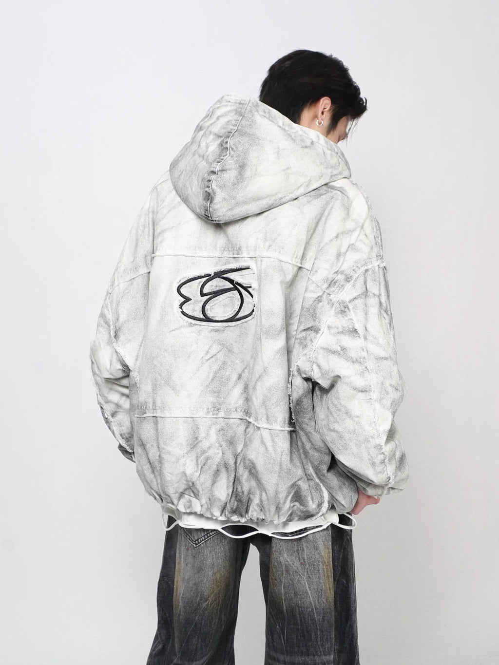 Splicing Hooded Cotton Coat Red Jacket