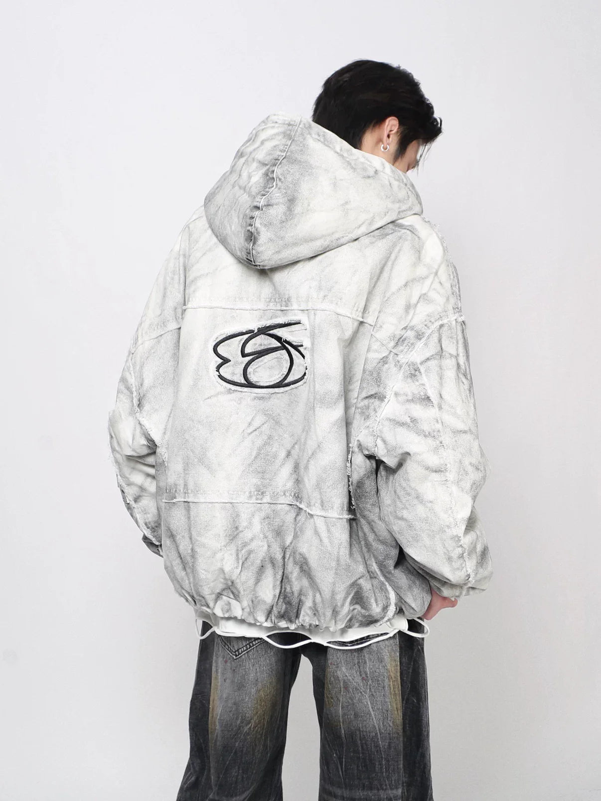 Splicing Hooded Cotton Coat Red Jacket