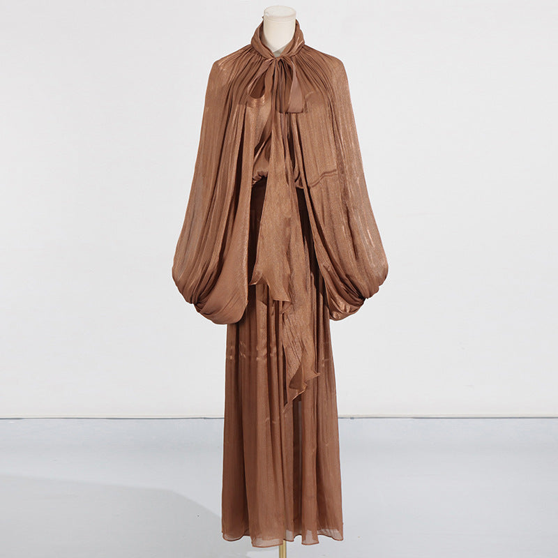 Batwing Sleeve Lace up Dress