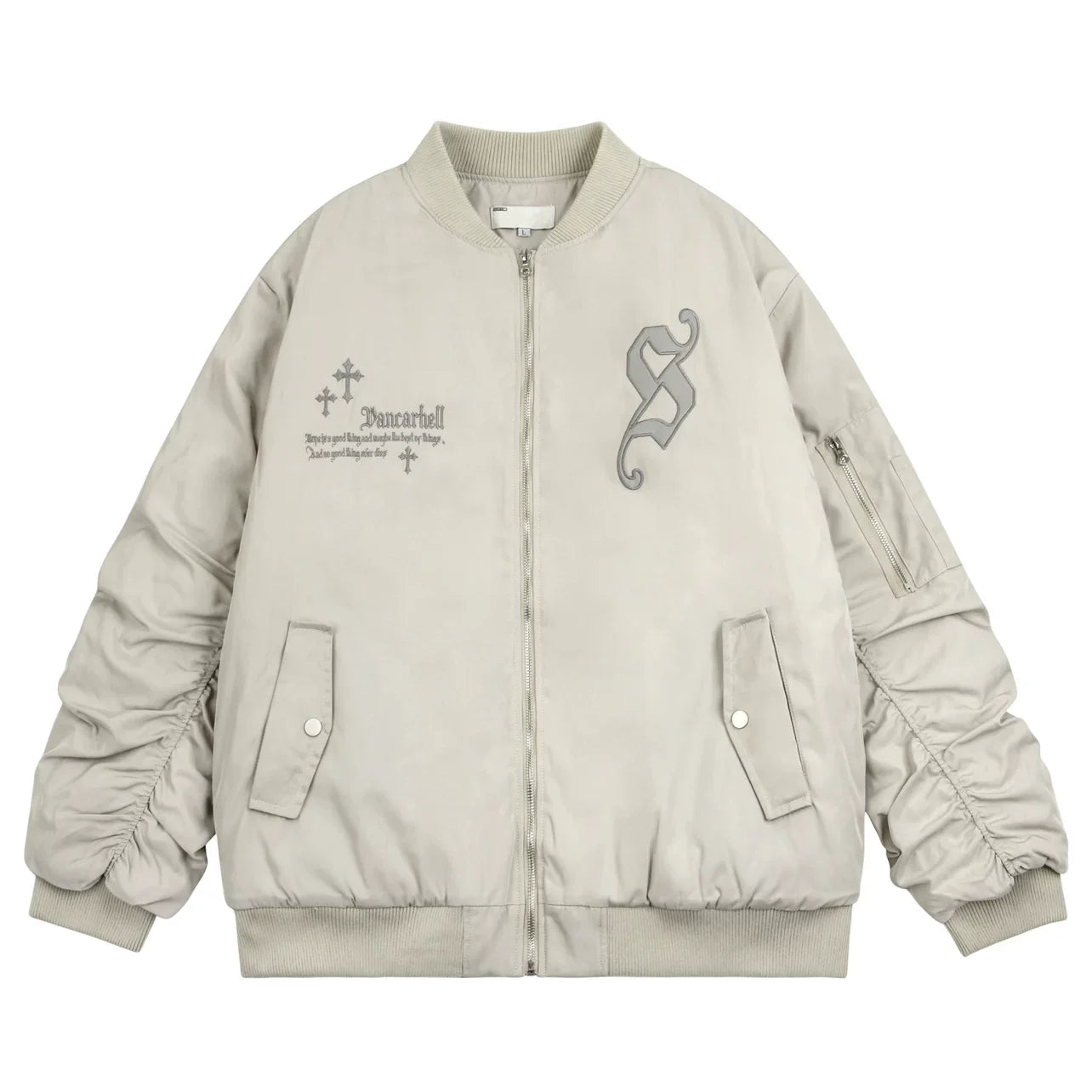 Cross Embroidered Baseball Jacket