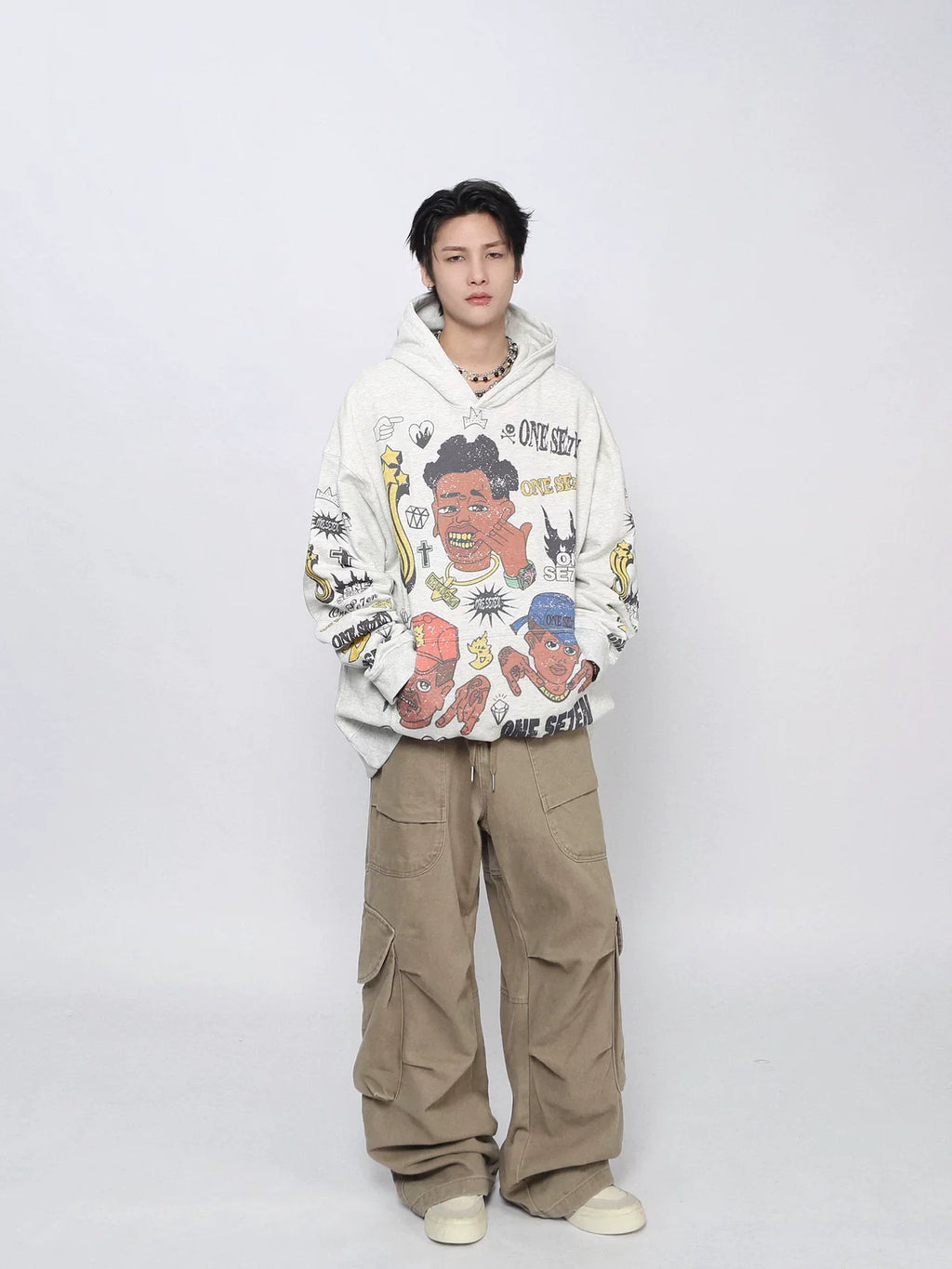 Cartoon Print Fleece Oversized Hoodies