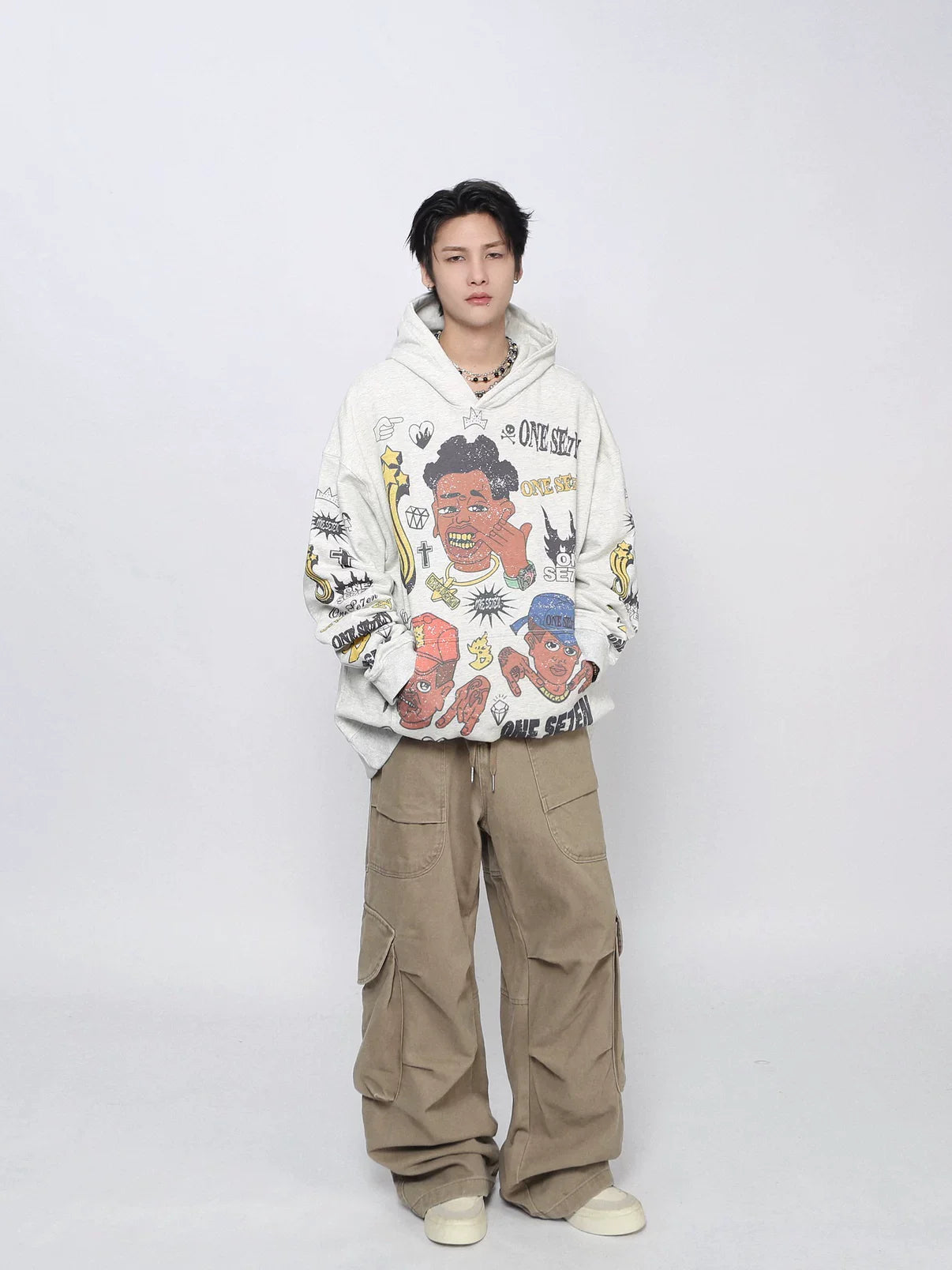 Cartoon Print Fleece Oversized Hoodies