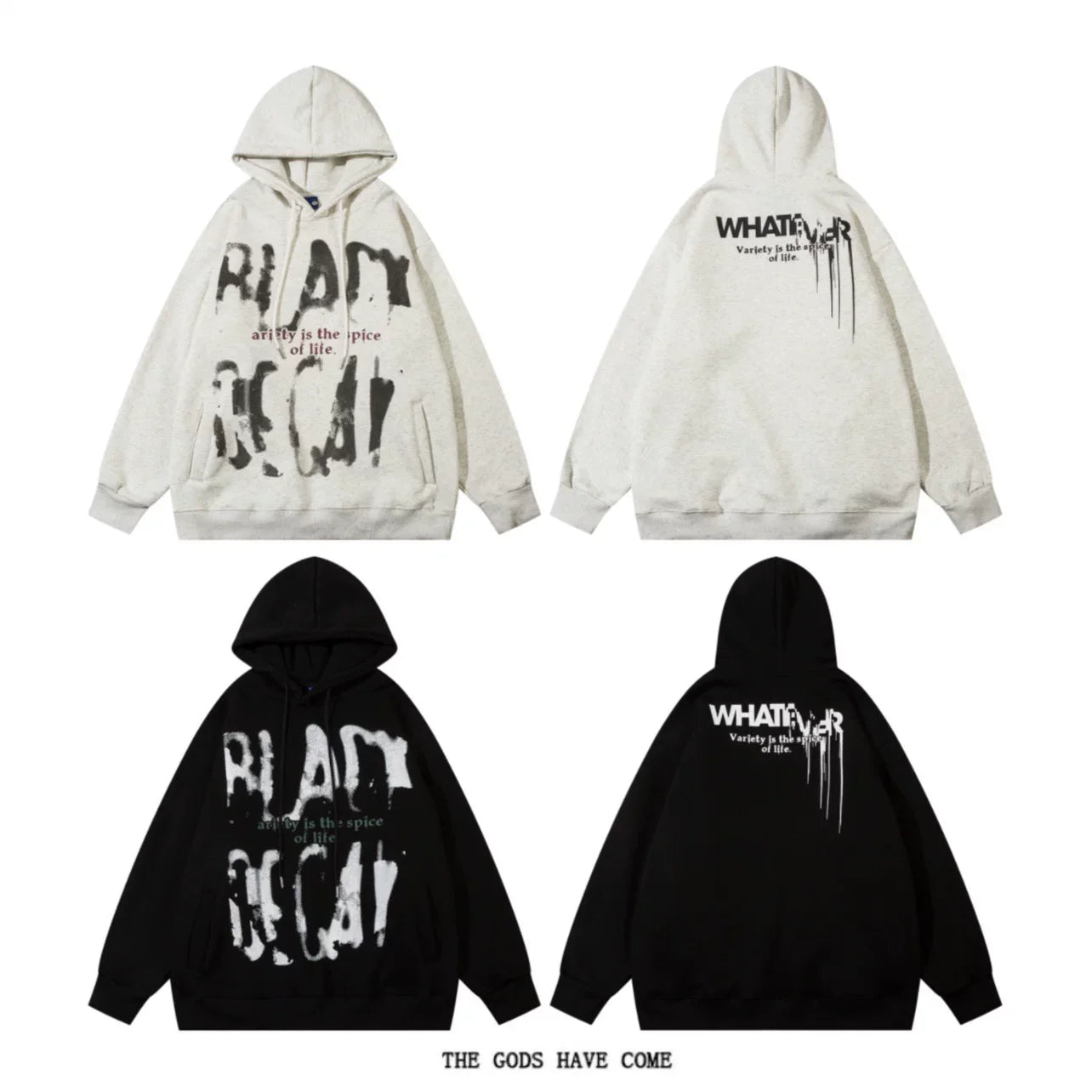 Alphabet Graffiti Print Fleece Hooded Coat