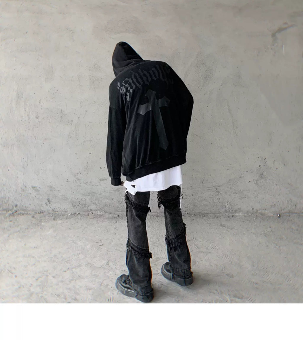 Vintage Gothic Cross Print Hoodies