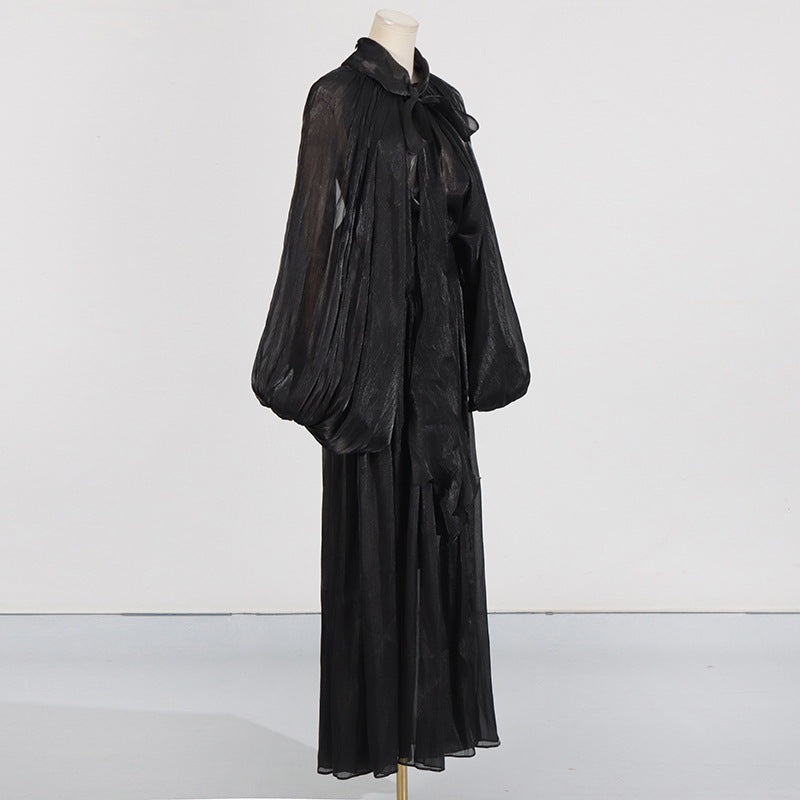 Batwing Sleeve Lace up Dress