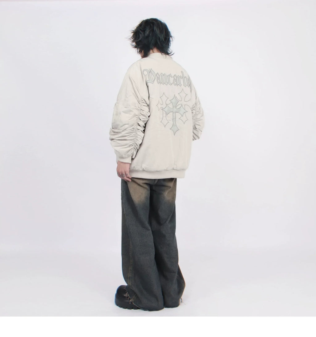 Cross Embroidered Baseball Jacket