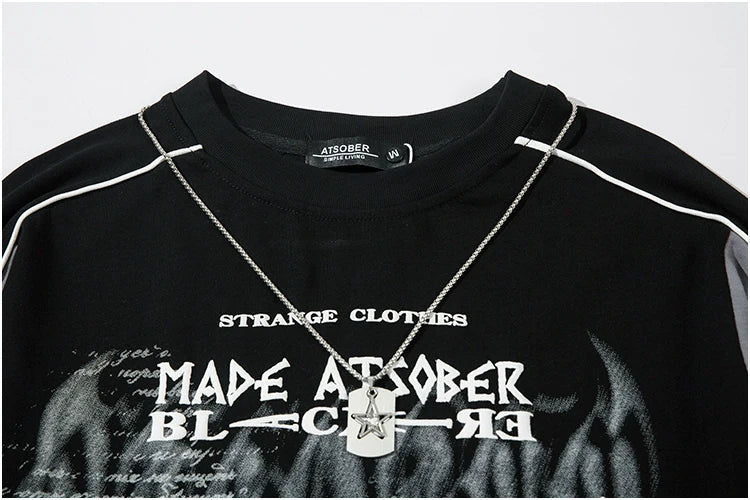 Gothic Letter Chain Long Sleeve T-Shirt