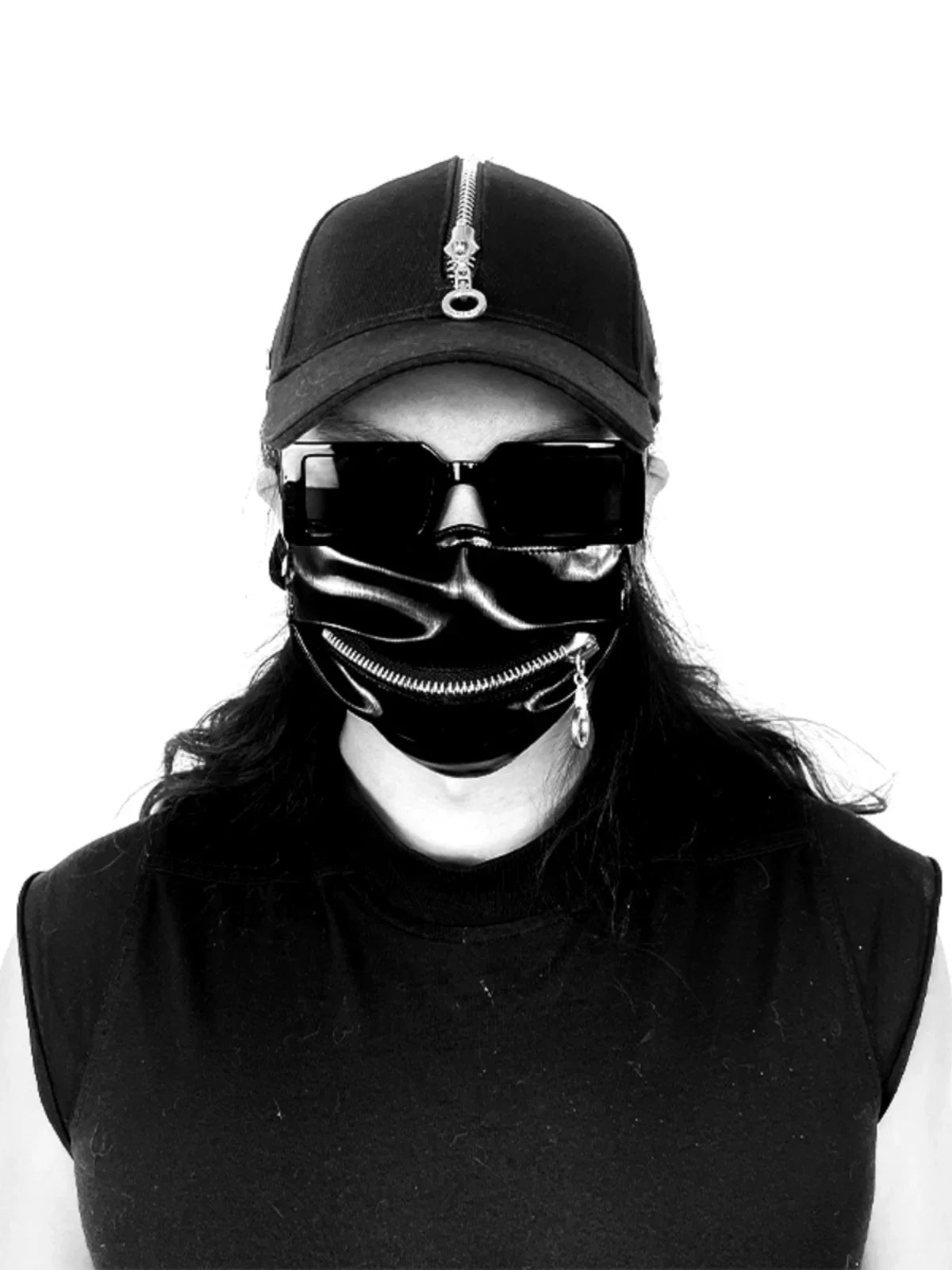 High Street Style Zipper Black Cap Hat