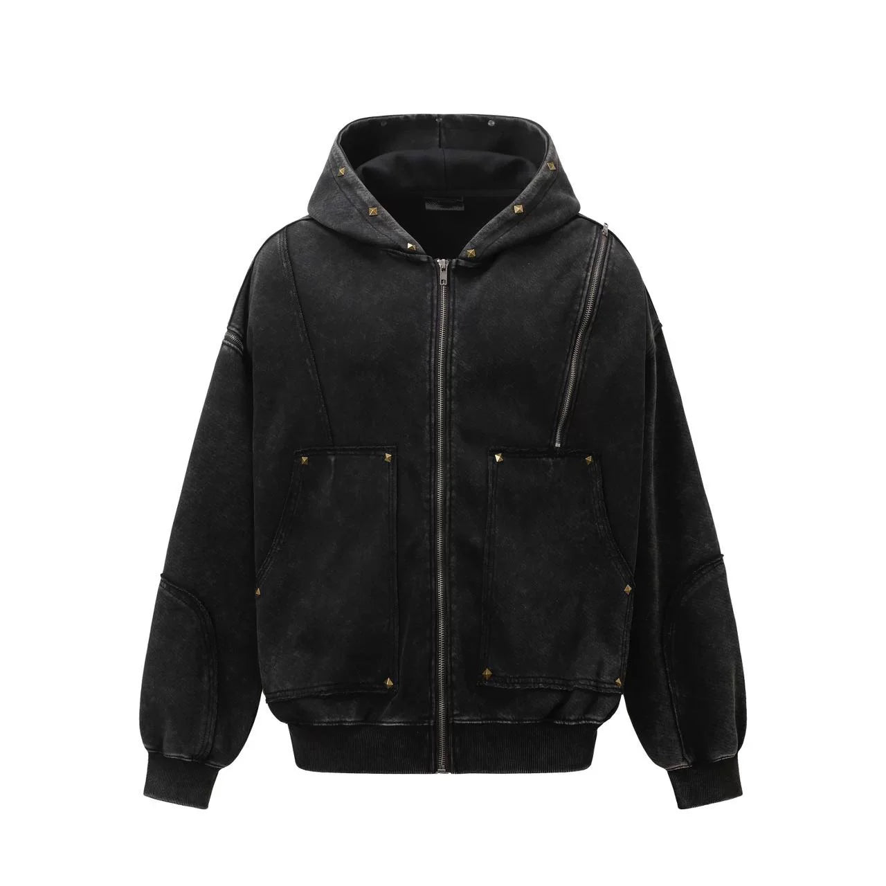 Spray Painted Hoodies Zip Coat