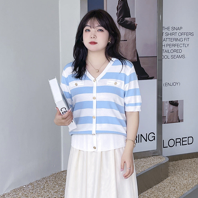 Breathable Knitted Shirt V neck Top