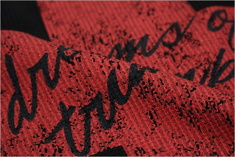 Cross Letter Graffiti Print Loose Long Sleeve T-Shirt