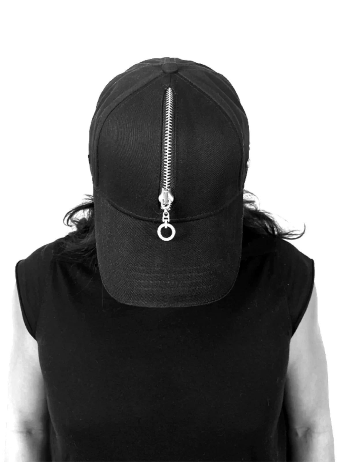 High Street Style Zipper Black Cap Hat