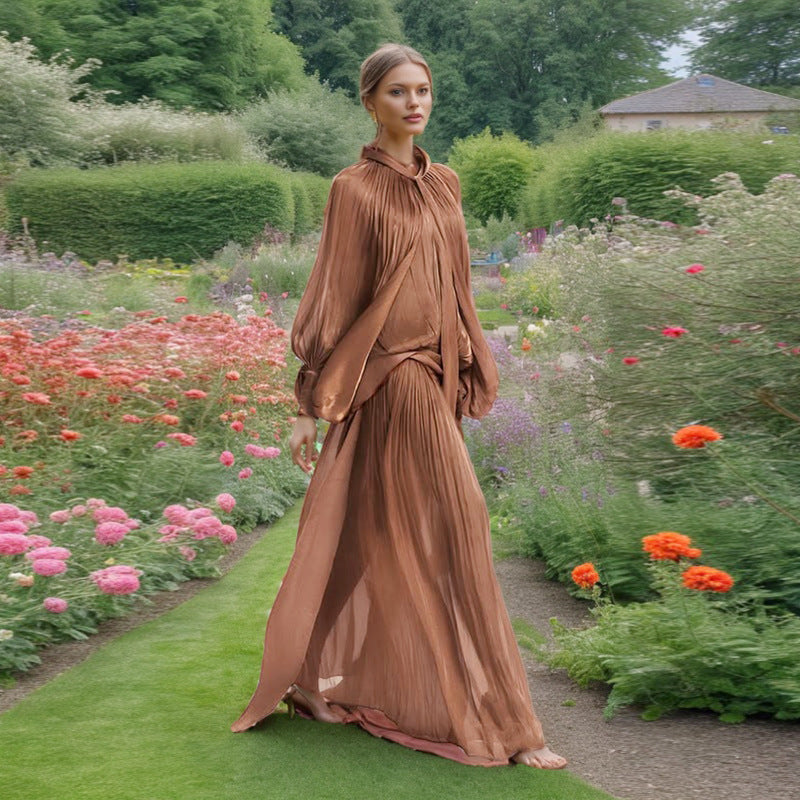 Batwing Sleeve Lace up Dress