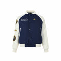 Vintage Embroidered Baseball Jersey PU Sleeve Jacket
