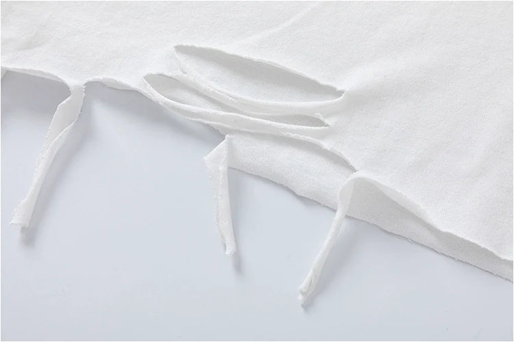 Hip Hop Rock Ripped Short Sleeve Top