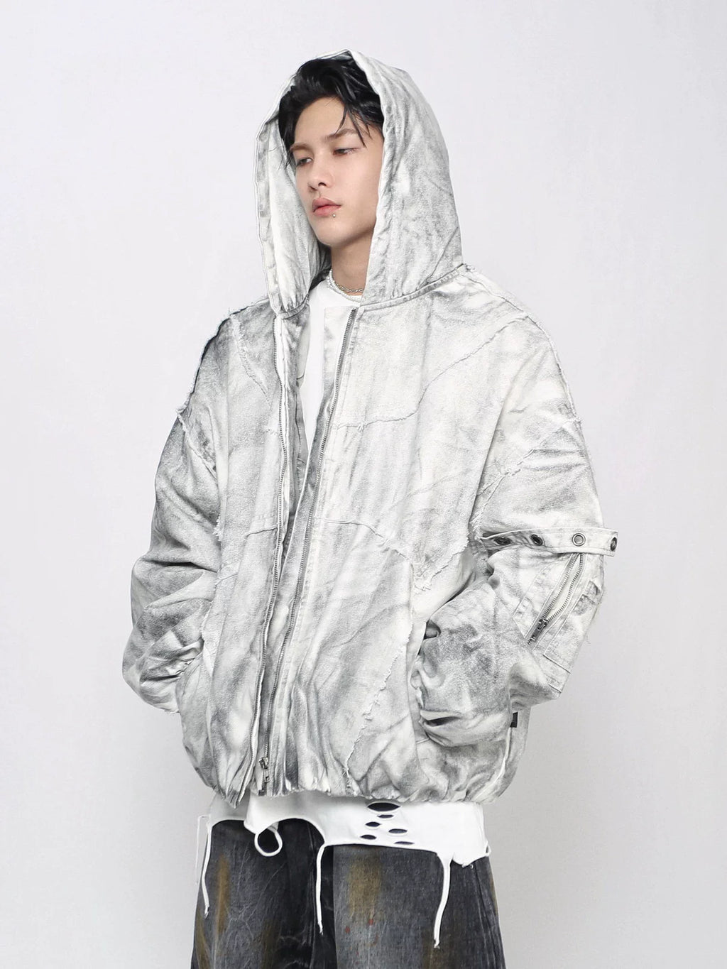 Splicing Hooded Cotton Coat Red Jacket