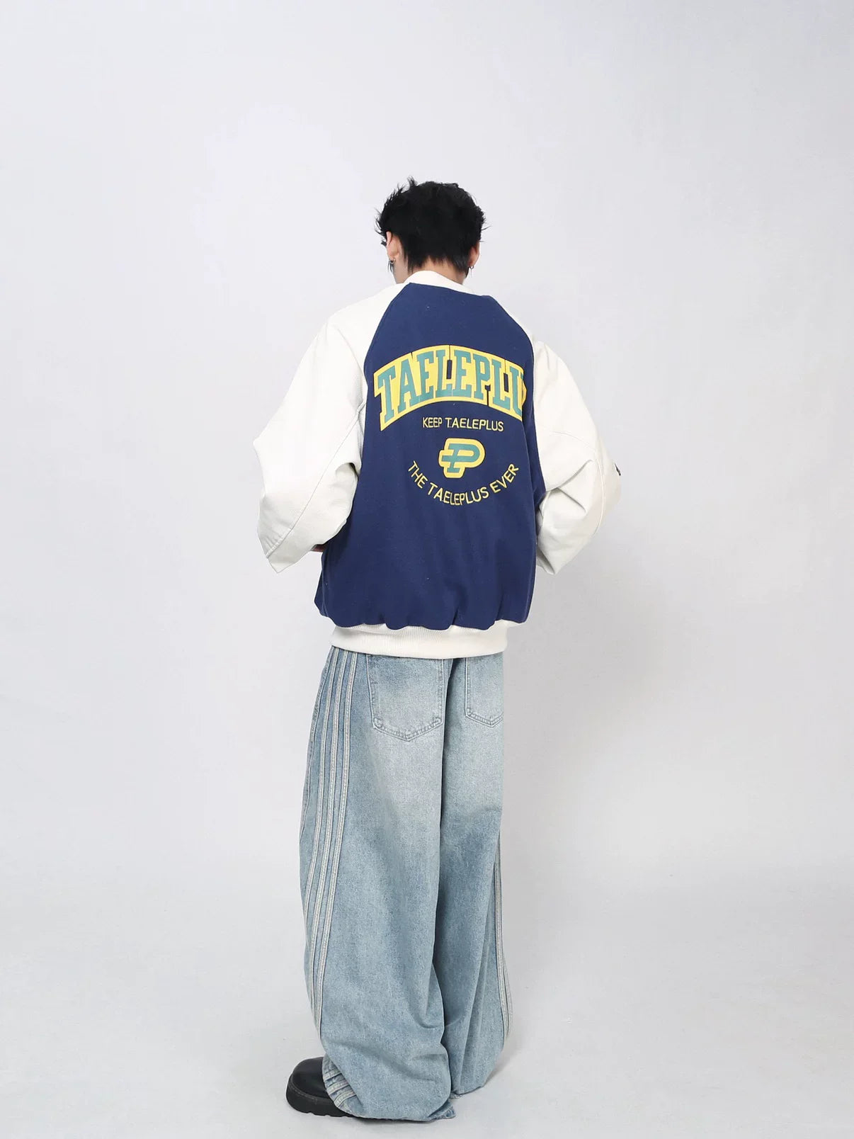 Vintage Embroidered Baseball Jersey PU Sleeve Jacket